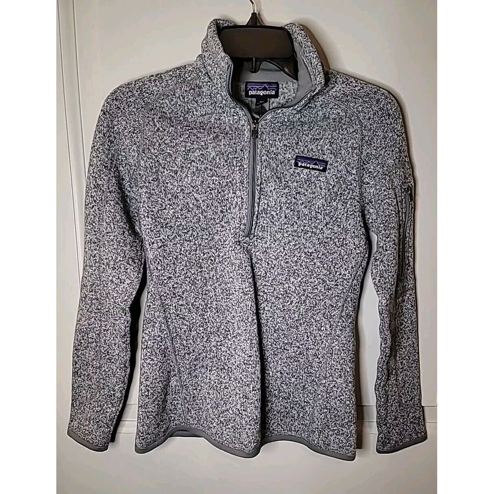 PATAGONIA Women's Better Sweater XS 1/4 Zip Fleece Heather Gray EUC Knit Pullove
